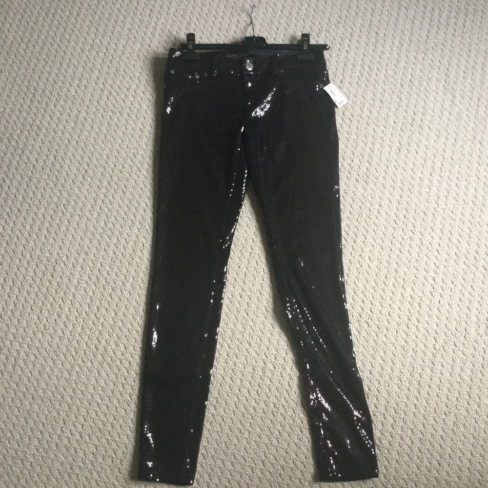 Black sequence pants